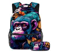 Colorful Monkey sube de nivel tu juego escolar con este moderno juego de 2 mochilas escolares para estudiantes, Multicolor#05, B:29.4x20x40cm P:19x7.5x3.8cm, Mochilas Daypack