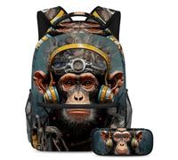 Colorful Monkey sube de nivel tu juego escolar con este moderno juego de 2 mochilas escolares para estudiantes, Multicolor#01, B:29.4x20x40cm P:19x7.5x3.8cm, Mochilas Daypack