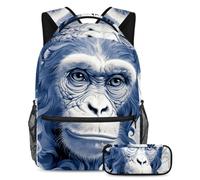 Colorful Monkey Ultimate Convenience, juego de 2 mochilas escolares para niños con mochila y estuche, Multicolor#04, B:29.4x20x40cm P:19x7.5x3.8cm, Mochilas Daypack