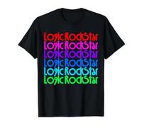 Colorful Multitext Graphic Camiseta gráfica económica, Hombre, Negro, L