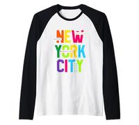 Colorful New York City Outfit, New York City Graphic Style Camiseta Manga Raglan