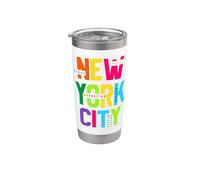Colorful New York City Outfit, New York City Graphic Style Vaso térmico de acero inoxidable de doble pared