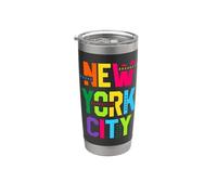 Colorful New York City Outfit, New York City Graphic Style Vaso térmico de acero inoxidable de doble pared
