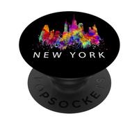 Colorful New York City with Splash Colors, New York City PopSockets PopGrip Adhesivo