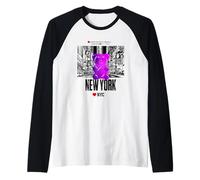 Colorful New YorkCity Jelly Bear Bite Me Artwork Graphic Camiseta Manga Raglan