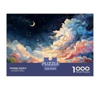Colorful Night A Crescent Moon and Star 1000 Pcs Ökopapier Puzzle Kitten Lebendige Bilder Familienspiel Puzzles Für Erwachsene Und Kinder 70x50cm/1000pcs