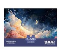 Colorful Night A Crescent Moon and Star 1000 Pcs Premium-Karton Puzzle Kitten Stressabbau Kreatives Spiel Puzzles Als Wohnaccessoires 52x38cm/1000pcs