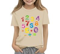 Colorful Number Day Math Kids T Shirt Number Day 2025 School Math Day Top Number Day T Shirts Math Lovers Shirt Short Mädchen 140, caqui, 6-7 años