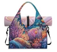 Colorful Oceans - Bolsa deportiva con estampado de mundo submarino con compartimento para zapatos, fin de semana, bolsa de equipaje para gimnasio, yoga, viajes, color, L, Bolsa de viaje