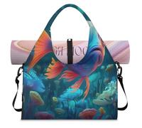 Colorful Oceans Fish - Bolsa de lona deportiva con compartimento para zapatos, fin de semana, bolsa de equipaje para gimnasio, yoga, viajes, color, L, Bolsa de viaje