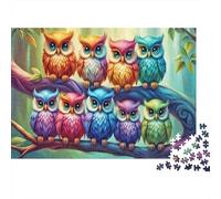 Colorful Owl Family Colourful Group of Owls Art 1000 Pieces Jigsaw Puzzles Adults Fun Brainteasing Home Activity 52x38cm/1000pcs