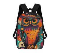 Colorful Owl with Abstract Background Whimsical Owl Pop Art Mochila, Mochila Infantil, Mochila Escolar Para Estudiantes, Mochila Para Libros, Mochila Escolar Impresa En 3D Para Niños Y Niñas 17inch
