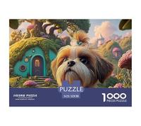 Colorful Painting of A Cute Shih Tzu Puppy 1000 Piezas Cartón Fuerte Rompecabezas Fantasy Village Imágenes Vibrantes Juego Familiar Puzzle para Niños Pequeños 52x38cm/1000pcs