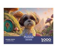 Colorful Painting of A Cute Shih Tzu Puppy 1000 Piezas Papel Ecológico Rompecabezas Fantasy Village Imágenes Vibrantes Juego Familiar Puzzle para Adultos Y Niños 52x38cm/1000pcs