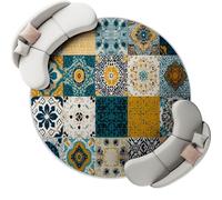 Colorful País Alfombra, 90 cm Alfombra Suave Pelo Corto para Sala de Estar Lavable, Antideslizante Patchwork Geométrico Alfombras Estampada para Dormitorio Oficina Cocina