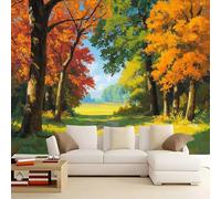 Colorful Papel pintado mural, Colores Vibrantes Camino Bosque Plantas Mural para salón y dormitorio, Papel pintado decorativo no tejido, Fotomural para comedor pasillo y salón 200 x 140 cm