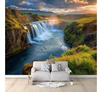 Colorful Papel pintado panorámico no tejido 200 x 140 cm Tamaño personalizado, póster mural gigante 3D, Naturaleza Plantas Cielo Cascada para sala de estar dormitorio o restaurante