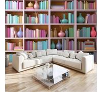 Colorful Papel pintado panorámico no tejido 350 x 256 cm Tamaño personalizado, póster mural gigante 3D, Brillante Libros Jarrón para sala de estar dormitorio o restaurante