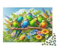 Colorful Parakeets Garden Colourful Colorful Parakeet Group 1000 Pcs Jigsaws for Adults The Impossible Challenge Brain Development 38x26cm/1000pcs