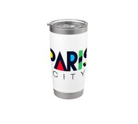 Colorful Paris City Modern Geometric Typography Vaso térmico de acero inoxidable de doble pared