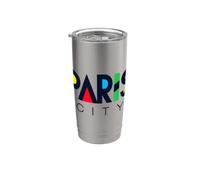 Colorful Paris City Modern Geometric Typography Vaso térmico de acero inoxidable de doble pared