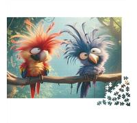 Colorful Parrot Duo Colourful Crazy Cartoon Birds 1000 Pieces Jigsaws Adults and Children Fun Activity for Rainy Days 38x26cm/1000pcs