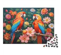 Colorful Parrot Duo Colourful Macaw Pair in Flowers 1000 Pieces Jigsaw Puzzles Adults Fun Brainteasing Home Activity 38x26cm/1000pcs