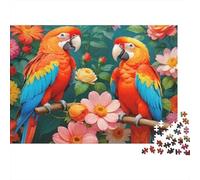 Colorful Parrots Garden 100% Recycled Cardboard Macaw Pair in Blooms 1000Pc Jigsaw Puzzles For Adults & Kids Fun Present 52x38cm/1000pcs