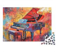 Colorful Piano Art 100% Recycled Cardboard Colorful Grand Piano 1000Pc Puzzle Adults Unique Classic Educational Games Brainteasing 70x50cm/1000pcs