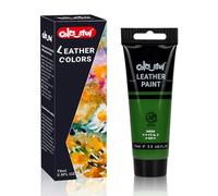 Colorful Pintura acrílica de piel de 2,5 oz, color verde medio para pintar zapatos, pintura de piel para bolsos y carteras, cuidado de la chaqueta de cuero, manualidades y proyectos de cuero