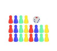 Colorful Plastic Pawn Chess Pieces and Dice Set - Board and Card Games Accessories