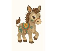 Colorful Pony: Daily planner featuring a playful embroidered pony with decorative saddle, perfect for kids and horse lovers.