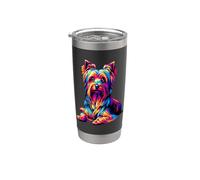 Colorful Pop Art Australian Silky Terrier Sydney Silky Vaso térmico de acero inoxidable de doble pared
