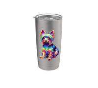 Colorful Pop Art Australian Silky Terrier Sydney Silky Vaso térmico de acero inoxidable de doble pared