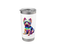 Colorful Pop Art Australian Silky Terrier Sydney Silky Vaso térmico de acero inoxidable de doble pared
