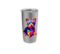 Colorful Pop Art Australian Silky Terrier Sydney Silky Vaso térmico de acero inoxidable de doble pared