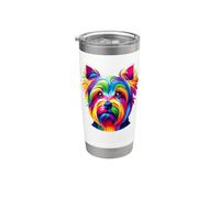 Colorful Pop Art Australian Silky Terrier Sydney Silky Vaso térmico de acero inoxidable de doble pared