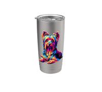 Colorful Pop Art Australian Silky Terrier Sydney Silky Vaso térmico de acero inoxidable de doble pared