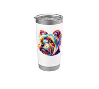 Colorful Pop Art Australian Silky Terrier Sydney Silky Vaso térmico de acero inoxidable de doble pared