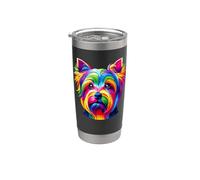 Colorful Pop Art Australian Silky Terrier Sydney Silky Vaso térmico de acero inoxidable de doble pared
