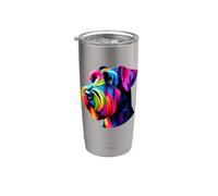 Colorful Pop Art Black Russian Terrier Chornyi Terrier Vaso térmico de acero inoxidable de doble pared