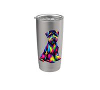 Colorful Pop Art Black Russian Terrier Chornyi Terrier Vaso térmico de acero inoxidable de doble pared