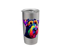 Colorful Pop Art Black Russian Terrier Chornyi Terrier Vaso térmico de acero inoxidable de doble pared