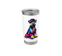 Colorful Pop Art Black Russian Terrier Chornyi Terrier Vaso térmico de acero inoxidable de doble pared
