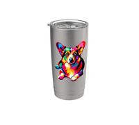Colorful Pop Art Cardigan Welsh Corgi Vaso térmico de acero inoxidable de doble pared