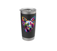 Colorful Pop Art Chinese Crested Dog Crestie Vaso térmico de acero inoxidable de doble pared
