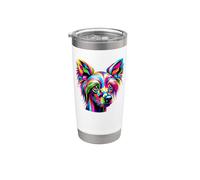 Colorful Pop Art Chinese Crested Dog Crestie Vaso térmico de acero inoxidable de doble pared