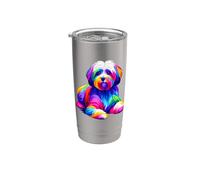 Colorful Pop Art Coton de Tulear Vaso térmico de acero inoxidable de doble pared