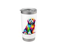 Colorful Pop Art Coton de Tulear Vaso térmico de acero inoxidable de doble pared