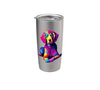 Colorful Pop Art Curly-Coated Retriever Retrievers Vaso térmico de acero inoxidable de doble pared